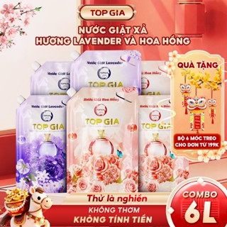  Túi nước giặt xả TOPGIA hương lavender hoa hồng  dung tích 1L đánh bay vết bẩn hương thơm mềm mại 