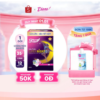  Băng vệ sinh ban đêm Diana siêu thấm Supernight 35cm gói 12 miếng 