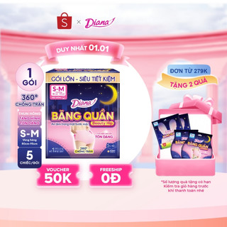   MỚI  Băng vệ sinh quần Diana Sensi chống tràn 360 size S-M  5 miếng  gói  