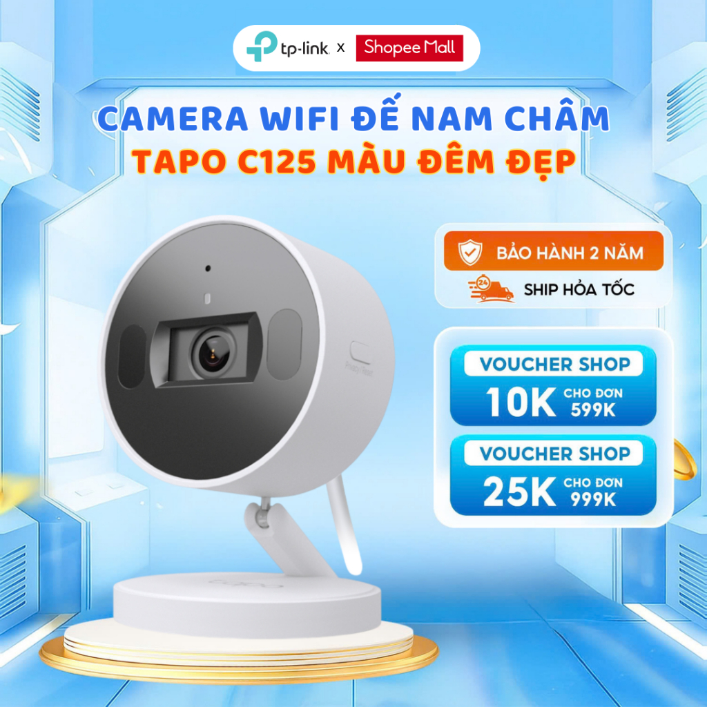 Camera Wifi Góc Rộng TP-Link Tapo C125 Trong Nhà 2K QHD | Đế Nam Châm | Đàm Thoại 2 Chiều – Quan Sát