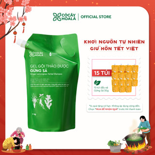   COMBO SIÊU TIẾT KIỆM  COMBO Túi Refill Gel Gội Thảo Dược Gừng Sả Cỏ Cây Hoa Lá 1000g Kèm 15 Túi Gel Xả Gừng Sả 30g 