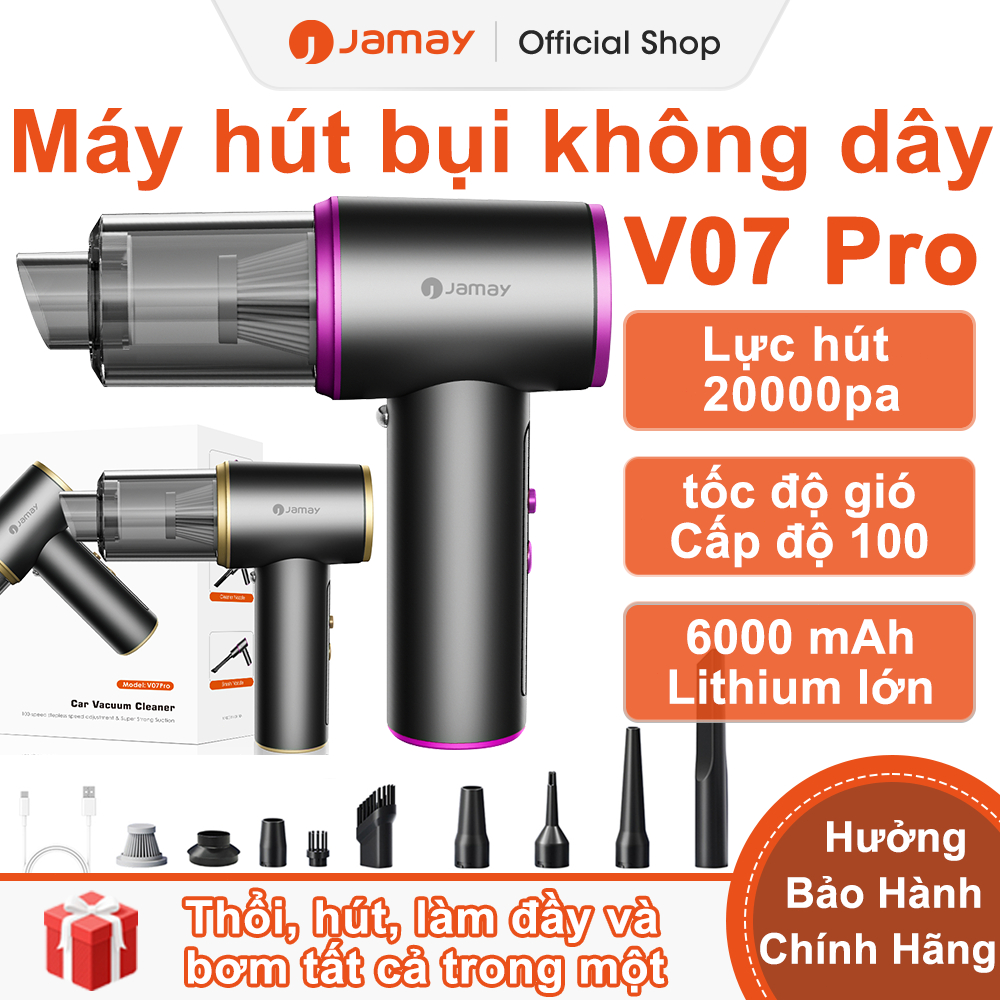 JAMAY Máy hút bụi không dây Thổi, hút, làm đầy và bơm tất cả trong một 20000PA pin 6 000 mAh V07Pro