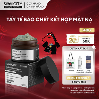  Tẩy tế bào chết kết hợp mặt nạ 2 trong 1 giúp sạch sâu ngừa mụn sáng da Men Stay Simplicity Exfoliation Cream 40G 