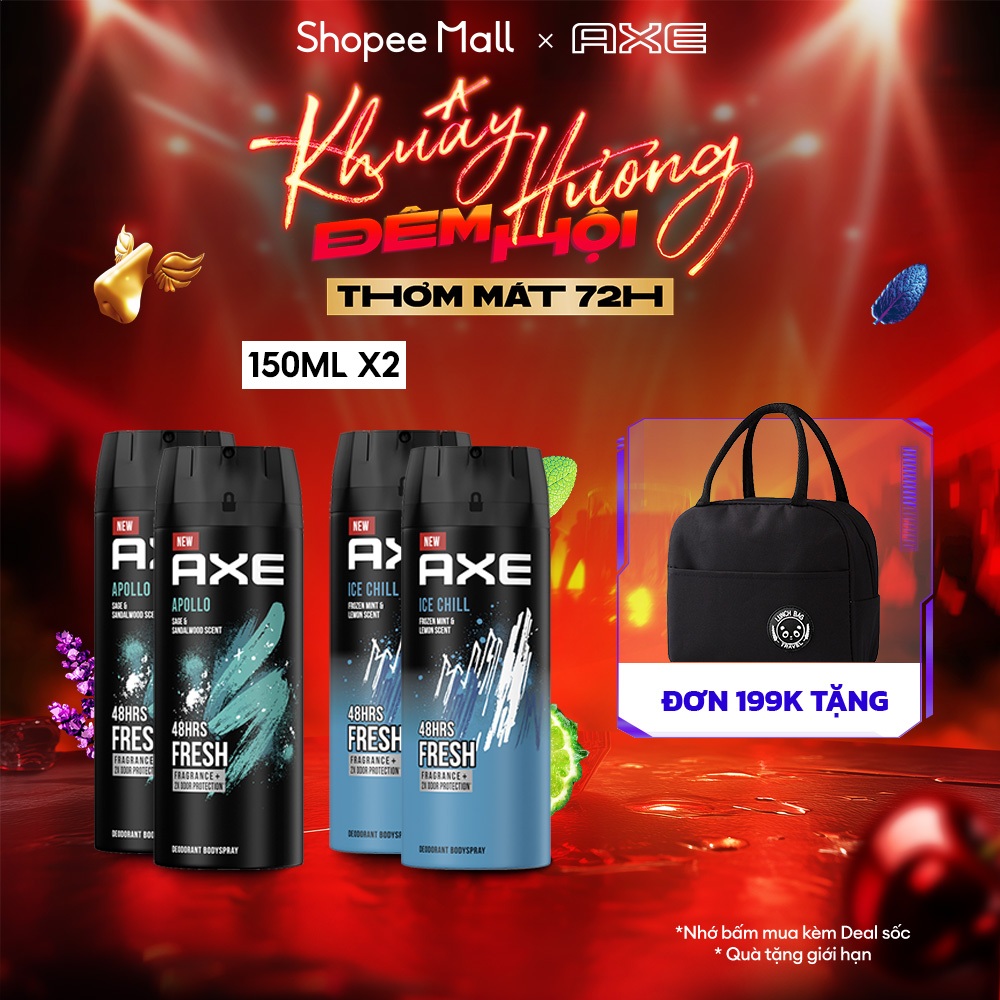  Combo Xịt nước hoa nam toàn thân AXE 135ml lưu hương và khử mùi lên đến 48h 