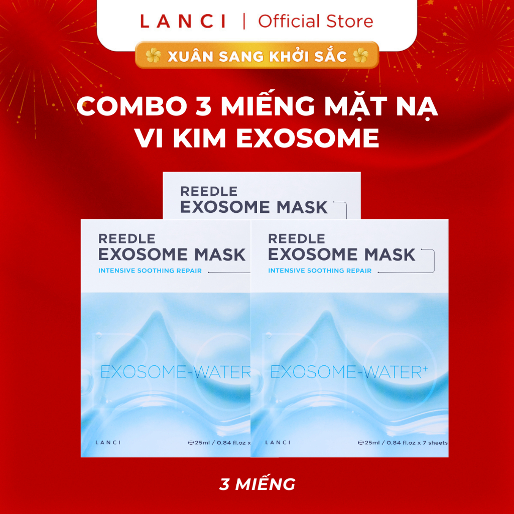 [3 miếng] Mặt Nạ Vi Kim Exosome LANCI Reedle Exosome Mask mở đường phục hồi da mềm ẩm, căng bóng