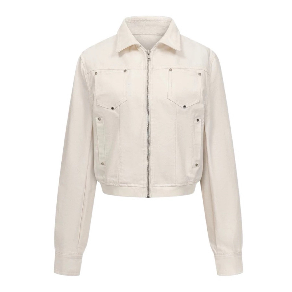 PASS áo khoác kaki dáng ngắn phối đinh tán BYCAMCAM (mới 99%)