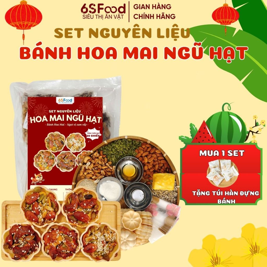 Set Nguyên Liệu làm Bánh Hoa Mai Ngũ Hạt thành phẩm 28–30c, bánh hạt dinh dưỡng - 6SFOOD