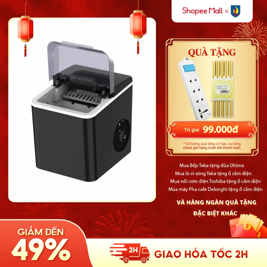 Máy làm đá viên mini Fujihome IM1218 - Công suất 9 viên/ lần siêu tốc 6-9 phút - Bảo Hành 24 Tháng