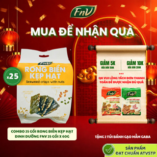 Combo 25 gói rong biển kẹp hạt dinh dưỡng mix gạo lứt ăn vặt không đường FNV 1 gói 60g đồ ăn vặt healthyheathy 