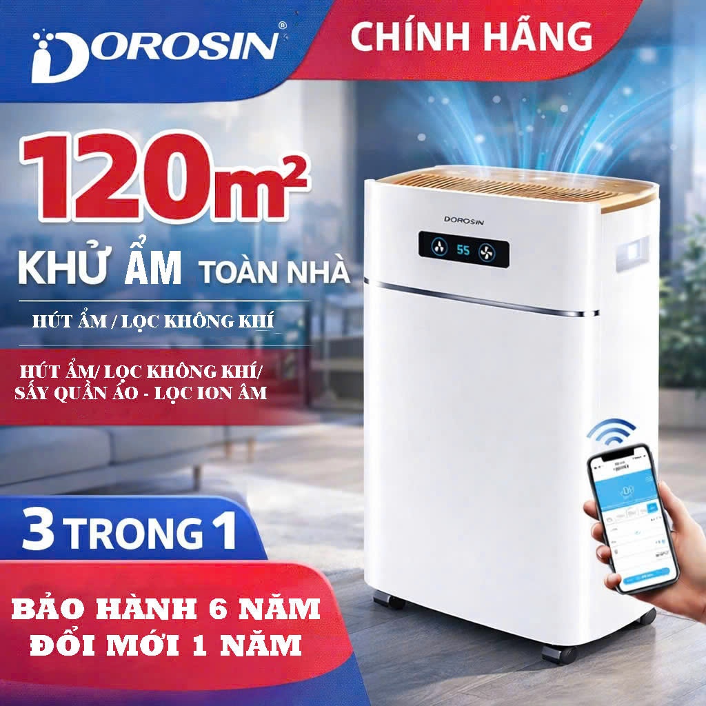 Máy hút ẩm PVL - Dorosin (Airko) ER-630E, Hút ẩm,sấy quần áo, (20-500 lít/ngày) - Hàng chính hãng bảo hành 6 Năm