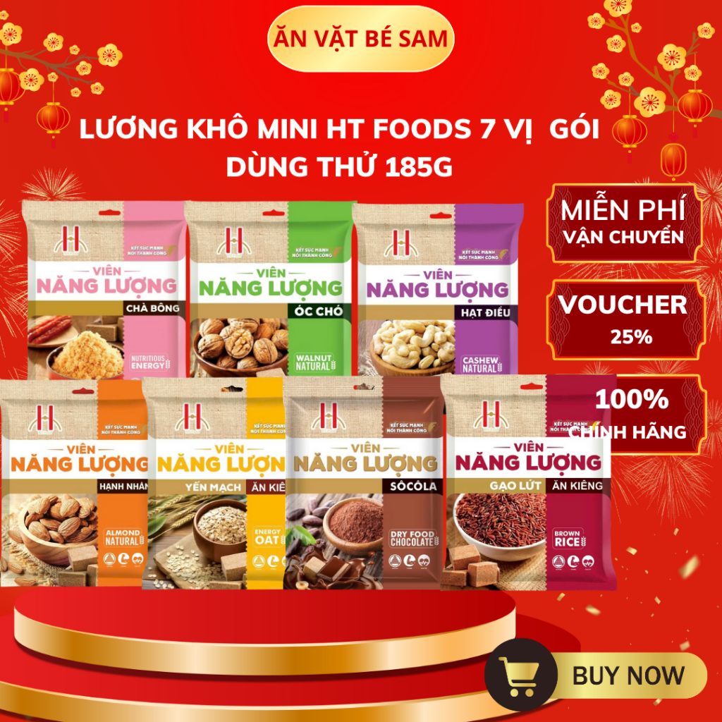 (GÓI NHỎ) Lương Khô Mini HT Foods gói185g, Ăn Kiêng, Bổ Sung Năng Lượng, Dinh Dưỡng