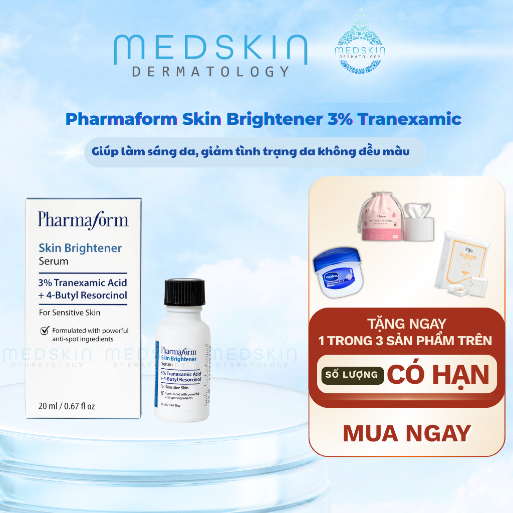 Serum Skin Brightener PHARMAFORM - 3% Tranexamic Acid + 5% Niacinamide 20ml Sáng Da, Mờ Thâm Nám Med