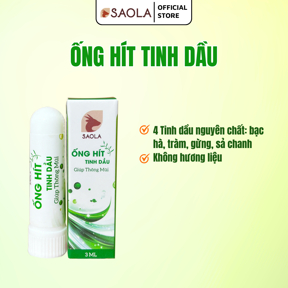  Ống Hít Thông Mũi Saola Tinh Dầu Thiên Nhiên Giảm Nghẹt  Mũi Giải Cảm Chống Say Tàu Xe 5g 