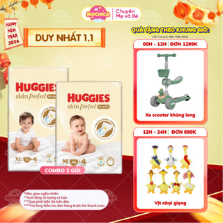  Combo 2 Tã bỉm dán quần Huggies Skin Perfect NB76 S80+2 M76+3 với 2 vùng thấm giảm kích ứng_Mochica 