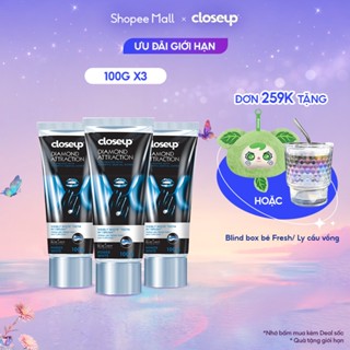  Bộ 3 Kem Đánh Răng Closeup Diamond Attraction - Trắng răng sau 1 lần chải 100g 