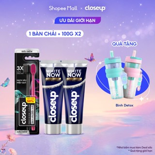  Bộ 2 Kem Đánh Răng và Bàn Chải Closeup - White Now Răng Trắng bật tông 3x Tức thì 100g và Precision Clean siêu mềm 
