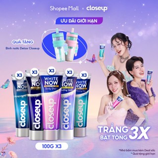  Combo 3 Kem đánh răng Closeup White Now - Trắng Bật Tông 3X TỨC THÌ với Công nghệ Ánh Sáng Xanh 100g 