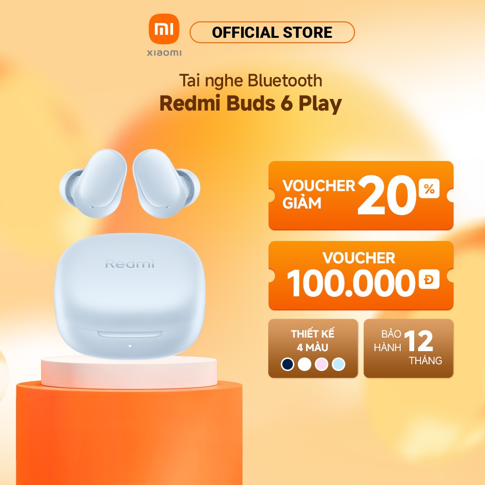 Tai nghe Bluetooth Redmi Buds 6 Play | Thời Lượng Nghe 36H | Giảm tiếng ồn AI | Kết nối Bluetooth 5.