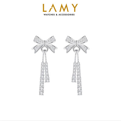 Khuyên tai bạc nữ LAMY Elegant Bow Earrings Silver 3175 - Khuyên tai bạc ta