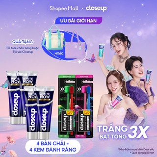  Bộ 4 kem Đánh răng Closeup White Now + Bộ 4 bàn chải Closeup Precision 