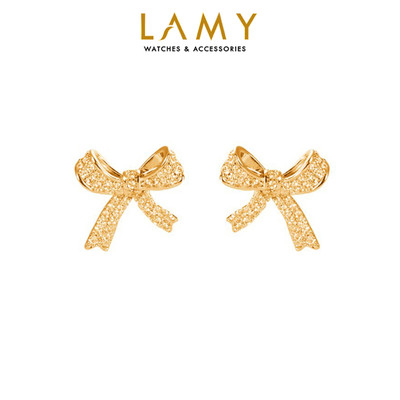 Khuyên tai bạc nữ LAMY Bow Gold Earrings 3028 - Bạc cao cấp