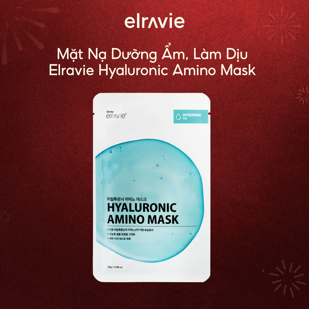 Mặt Nạ Dưỡng Ẩm, Làm Dịu Elravie Hyaluronic Amino Mask Dược Mỹ Phẩm Cao Cấp Hàn Quốc 01 Miếng 25g