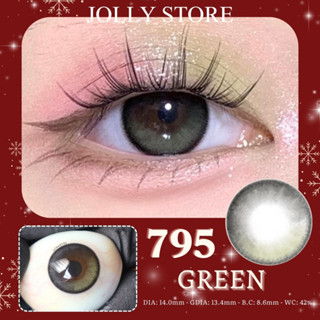   6M  Lens Kính áp tròng 795 Green JOLLY STORE không giãn 14.0mm LUNA EYES 