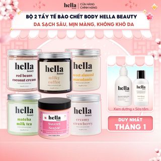  Bộ 2 tẩy tế bào chết body Hella Beauty giúp làm sạch sâu hỗ trợ dưỡng sáng da đều màu 