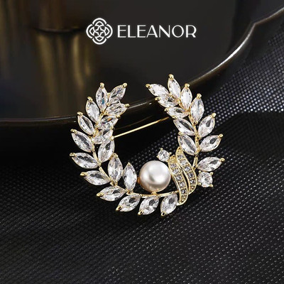 Ghim cài áo nam nữ Eleanor Accessories vòng nguyệt quế đính đá phụ kiện thời trang trâm cài áo 11265
