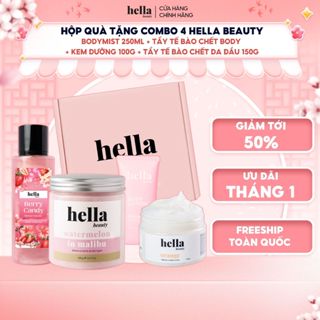  Hộp quà combo 4 Tẩy tế bào chết body + Bodymist hương nước hoa 250ml + Tẩy tế bào chết da đầu 150g + Kem body 100G 