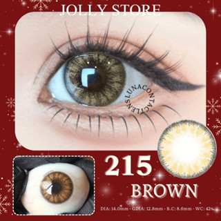   6M  Lens Kính áp tròng 215 Brown JOLLY STORE không giãn 14.0mm LUNA EYES 