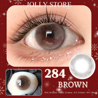   6M  Lens Kính áp tròng 284 Brown JOLLY STORE không giãn 14.0mm LUNA EYES 