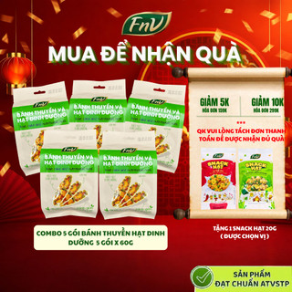  Combo 5 gói bánh thuyền hạt dinh dưỡng mix gạo lứt ăn vặt không đường FNV 5 gói x 60g bánh hạt hỗ trợ giảm cân 