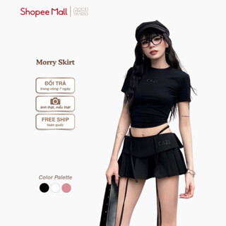  Cazi Morry Skirt - Chân váy xếp ly phủ cạp đính dây nơ Cazi 