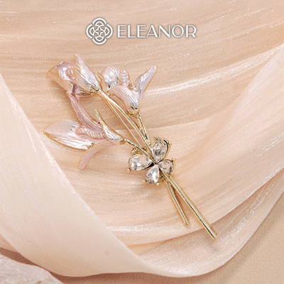 Ghim cài áo nam nữ Eleanor Accessories hình hoa đính đá phụ kiện thời trang trâm cài áo 11268