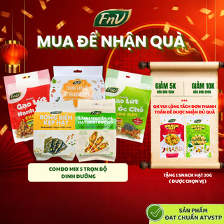  Combo mix thanh gạo lứt mix vị FNV 3 gói x 120g - bánh thuyền 1 gói 60g - rong biển kẹp hạt dinh dưỡng 1 gói 60g 