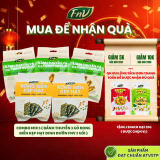  Combo mix bánh thuyền 3 gói x 60g và rong biển kẹp hạt dinh dưỡng mix gạo lứt ăn vặt không đường FNV 2 gói x 60g 