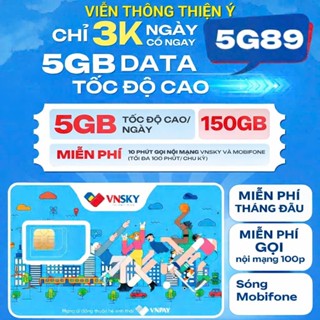 SIM 5G VNSKY 150GB GỌI MOBIFONE MIỄN PHÍ {Sim vật lí & Esim }