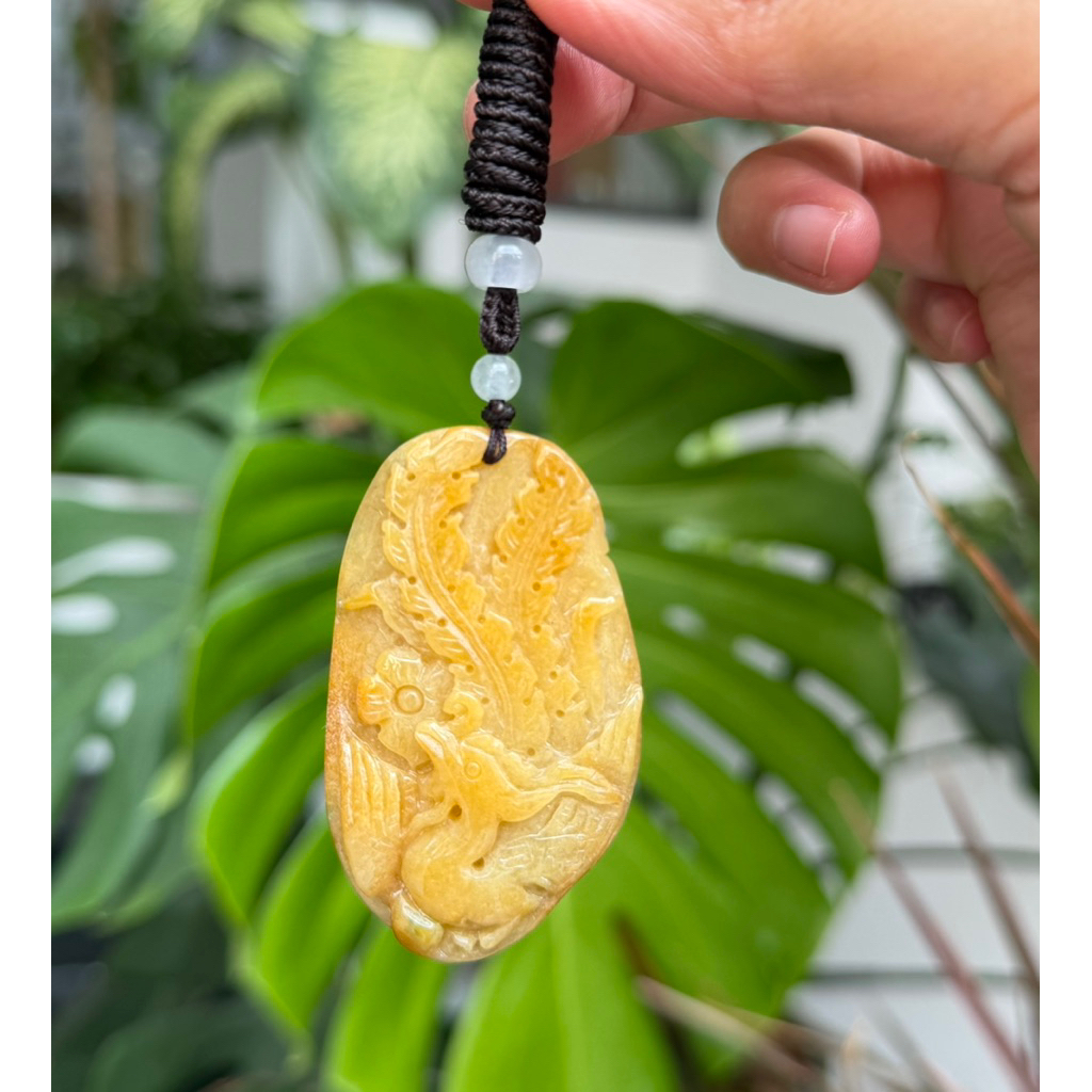 Mặt dây đeo cổ hoàng phỉ Phượng Hoàng phỉ Thúy type A kèm kiểm định liulab