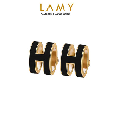 Khuyên tai LAMY Black H-shaped Earrings Rose Gold 3054