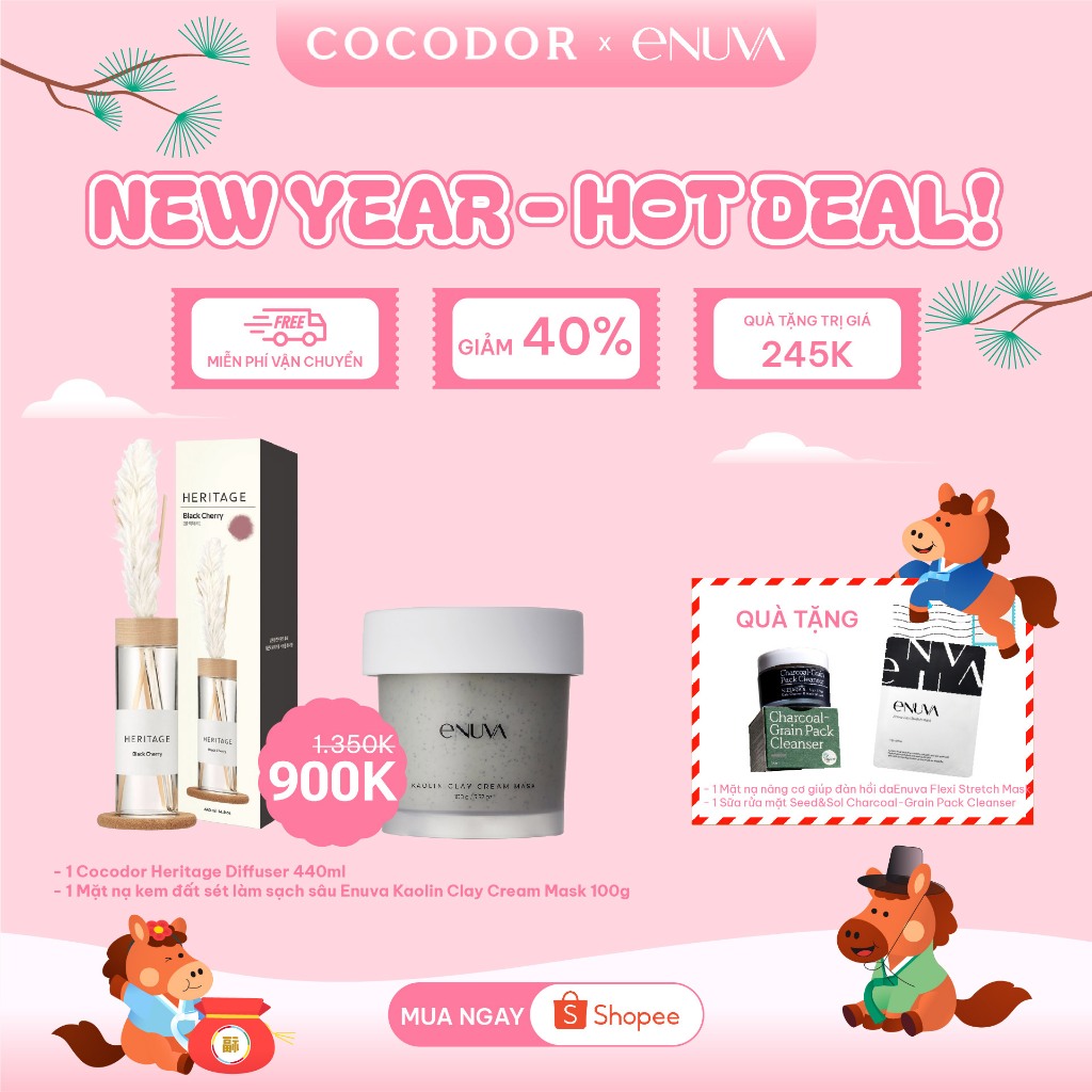 [Collab] Set quà tặng COCODOR Heritage Diffuser 440ml + ENUVA KAOLIN CLAY CREAM MASK