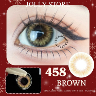   6M  Lens Kính áp tròng 458 Brown JOLLY STORE không giãn 14.0mm LUNA EYES 