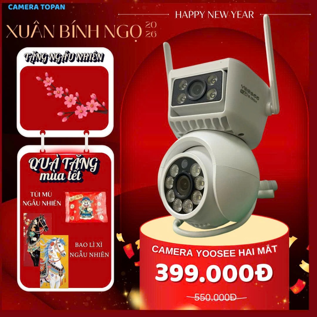Camera YOOSEE 2 Mắt P13 CAMERA yoosee 12Mpx Ngoài Trời Không Dây Chống Nước IP67