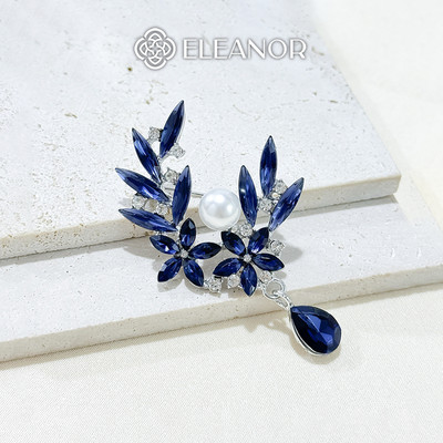 Ghim cài áo nam nữ Eleanor Accessories hình hoa lá đính đá phụ kiện thời trang trâm cài áo 11274