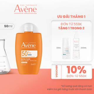   KOL x Avene  Kem chống nắng chống tia UVA UVB ánh sáng xanh cho mọi loại da 50ml Ultra Fluid Invisible SPF 50 50ml 