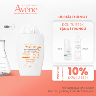  Kem chống nắng vật lý Eau Thermale Avène UV Mineral Fluid SPF50+ giúp bảo vệ khỏi tia UVA,UVB dưỡng ẩm da nhạy cảm 40ml 