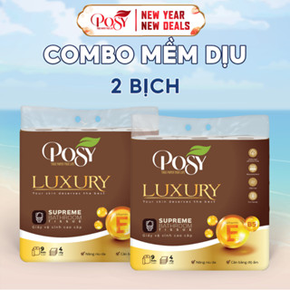  POSY - COMBO MỀM DỊU -  2 bịch giấy vệ sinh có lõi POSY LUXURY 9 cuộn 4 lớp mềm mại êm ái và an toàn khi lau trên da 