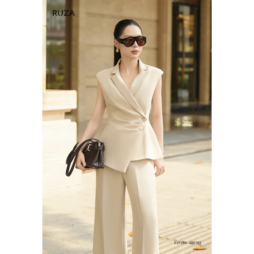 Áo vest nữ tay ngắn RUZA kiểu dáng sang trọng thời trang công sở thanh lịch KVF269