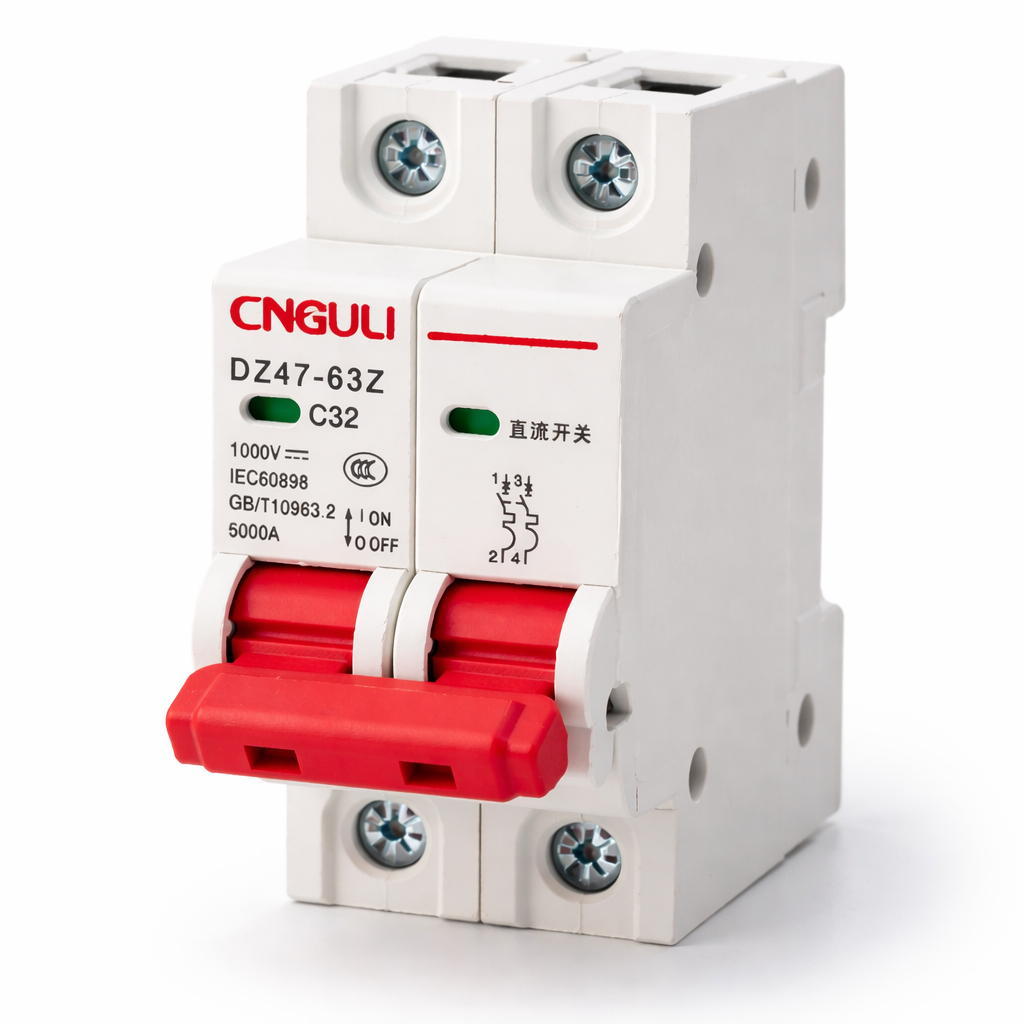 CB DC 32A CNGULI – Aptomat DC 2P – Bảo vệ pin mặt trời & inverter hybrid