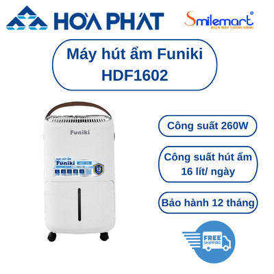 Máy hút ẩm Funiki HDF1602/HDF1601 - Kết hợp sấy quần áo,hút ẩm 16 lít/ ngày, cho phòng 30m2 - Bảo hành 12 tháng.
